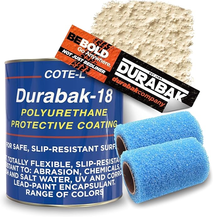 Durabak-18 Textured Truck Bed Liner Gallon KIT - Roll On Coating | DIY Custom Coat for Bedliner and Undercoating, Auto Body, Automotive Rust Proofing, Boat Repair (Gallon, Cream)