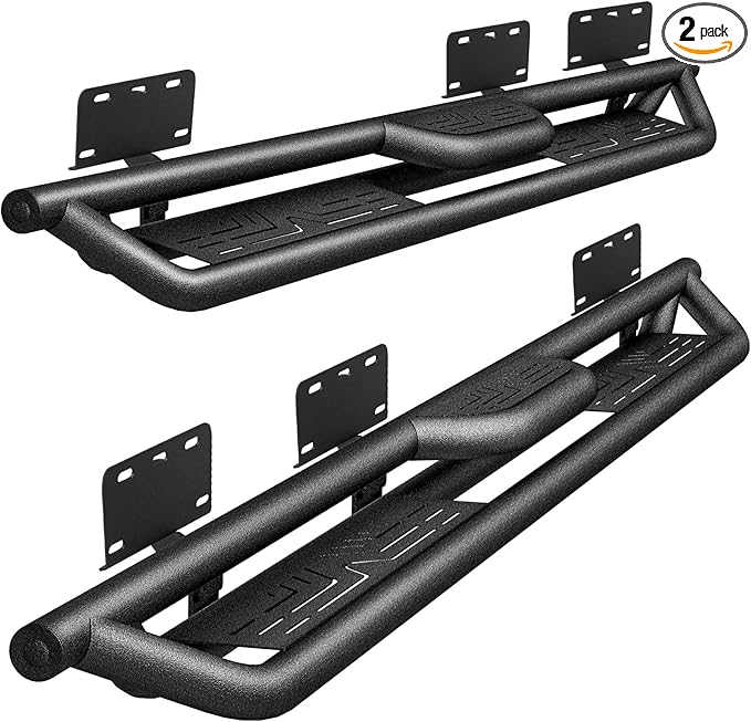 PZ Running Boards Side Steps Compatible with 19-25 Dodge Ram 1500 Quad/Extended Cab New Body Style(Excl Ram 1500 Classic),Bolt-on Nerf Bar Step Bars,Carbon Steel Two Stairs Anti-Slip Design