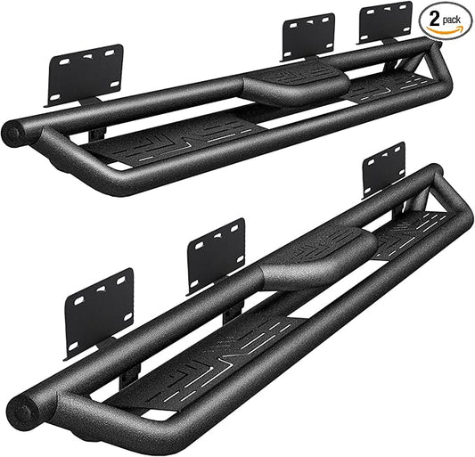 PZ Running Boards Side Steps Compatible with 19-25 Dodge Ram 1500 Crew Cab New Body Style(Excl 19-25 Ram 1500 Classic),Bolt-on Nerf Bar Step Bars,Heavy-Duty Steel Two Stairs Anti-Slip Design