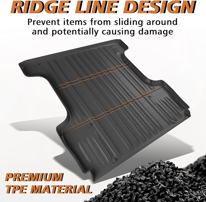 TripleAliners Truck Bed Mat Compatible with 2007-2021 Toyota Tundra Accessories 5.5FT Vehicle Perfectly Flush All Weather Protection TPE Heavy Duty Pickup Car Bed Cargo Mat