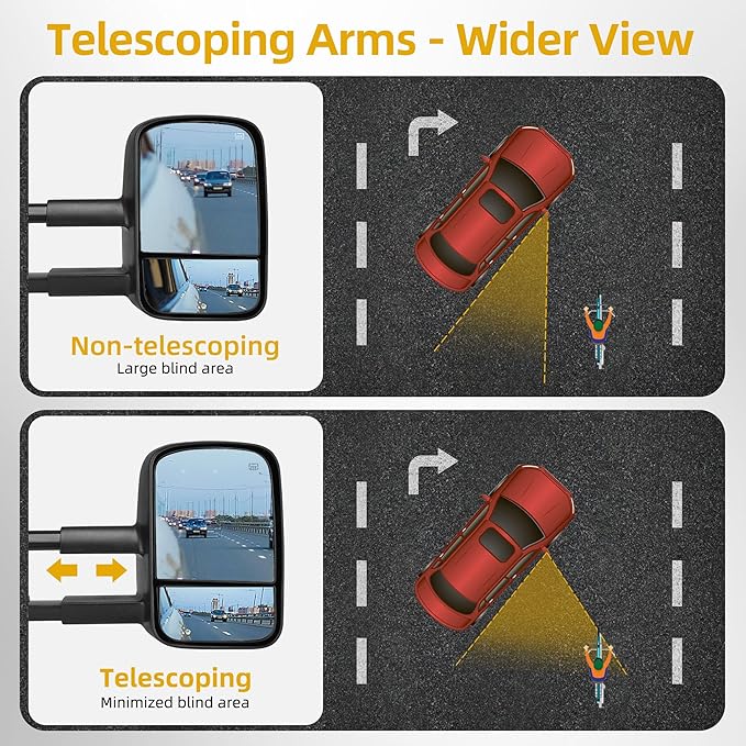 DWVO Towing Mirrors Compatible with 1999-2006 Chevy Silverado GMC Sierra(2007 Classic Only), 2000-2006 Chevy Suburban 1500 2500 GMC Yukon XL Tahoe Truck