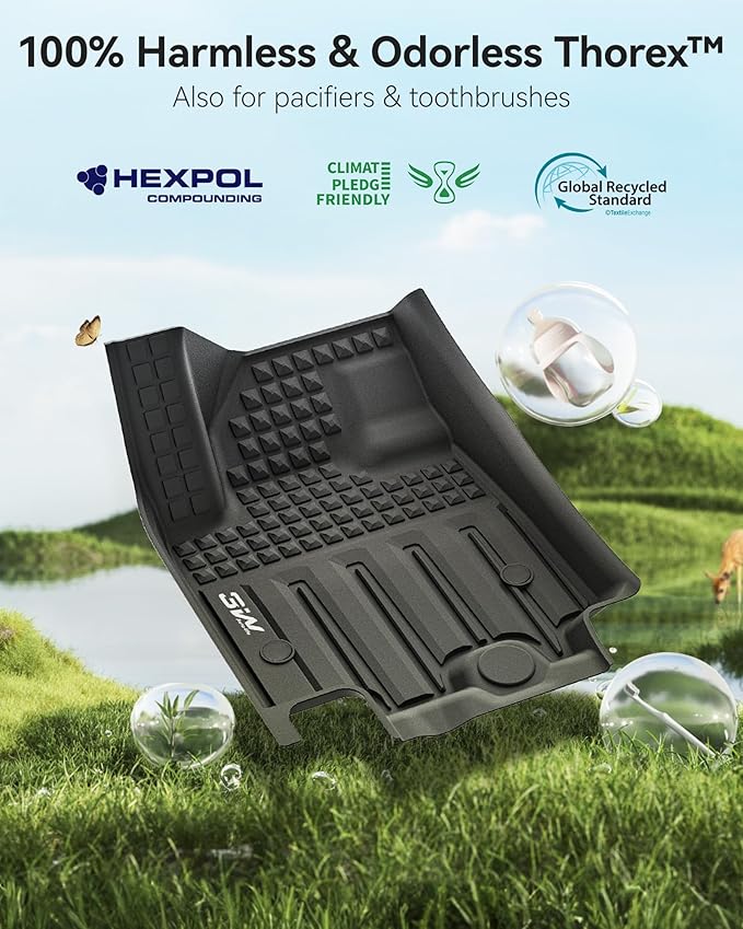 3W Floor Mats & Cargo Liner Fit for 2024 2025 Chevrolet Chevy Equinox EV (Non Fuel), TPE All Weather Custom Fit for Chevrolet Equinox EV (Non Fuel) Accessories Full Set Car mats,Black