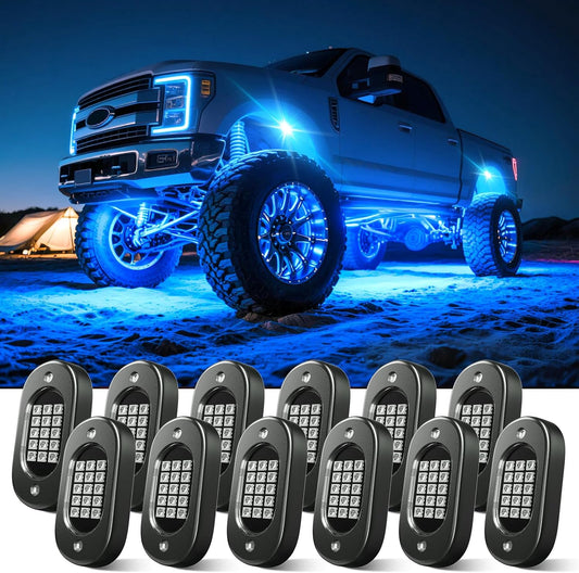 Honalia LED Rock Lights for Trucks 12 Pods, RGB Truck Rock Lights with APP Control Music Mode, Neon Light Kits for UTV ATV RZR Golf Cart