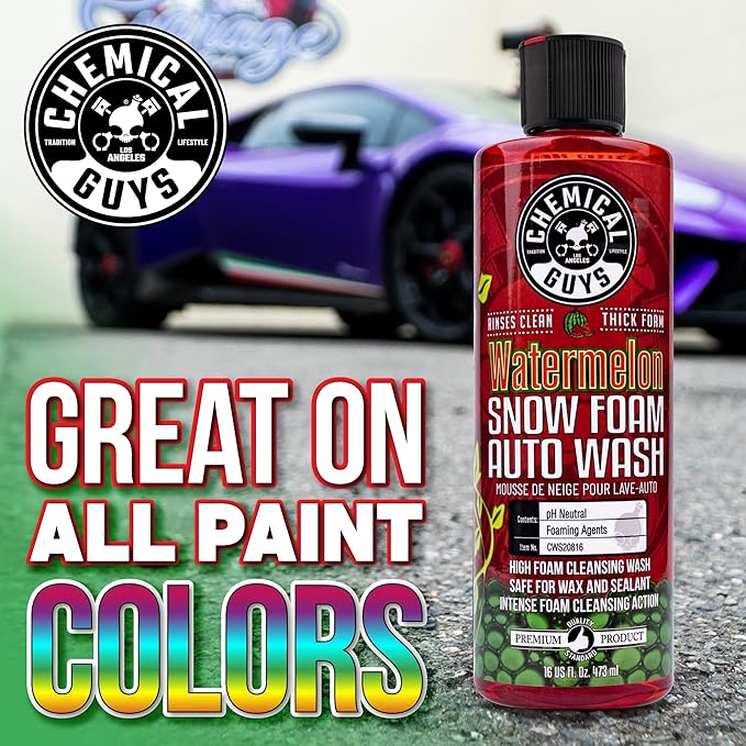 Chemical Guys CWS20816 Watermelon Snow Foam Car Wash Soap, (Works with Foam Cannons, Foam Guns or Bucket Washes) Safe for Cars, Trucks, Motorcycles, RVs & More, 16 fl oz, Watermelon Scent