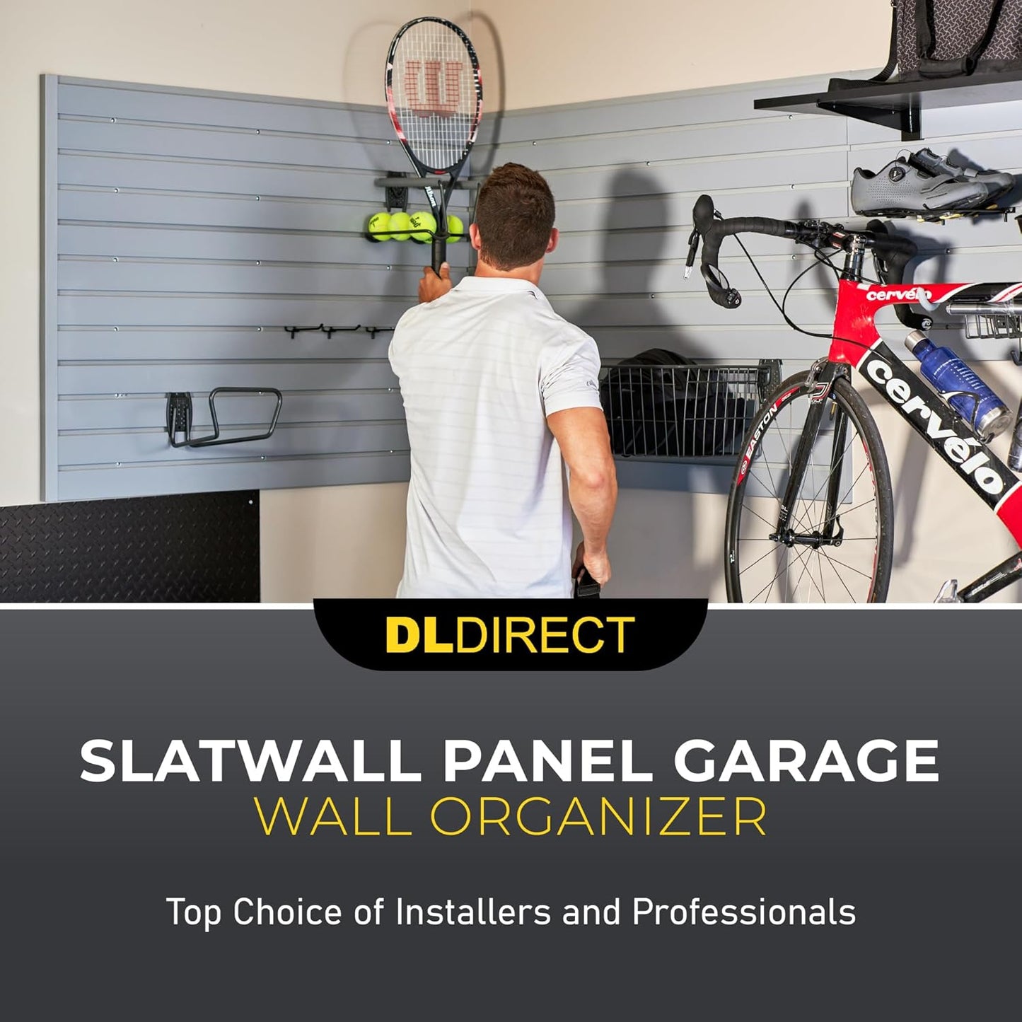 Slatwall Panel Garage Wall Organizer: Heavy Duty Wall Mounted PVC Wall Rack, Interlocking Slat Wall Paneling for Garage Wall Storage, Slatwall Board, Slatwall Shelves System -Black (3’H x 4’W)