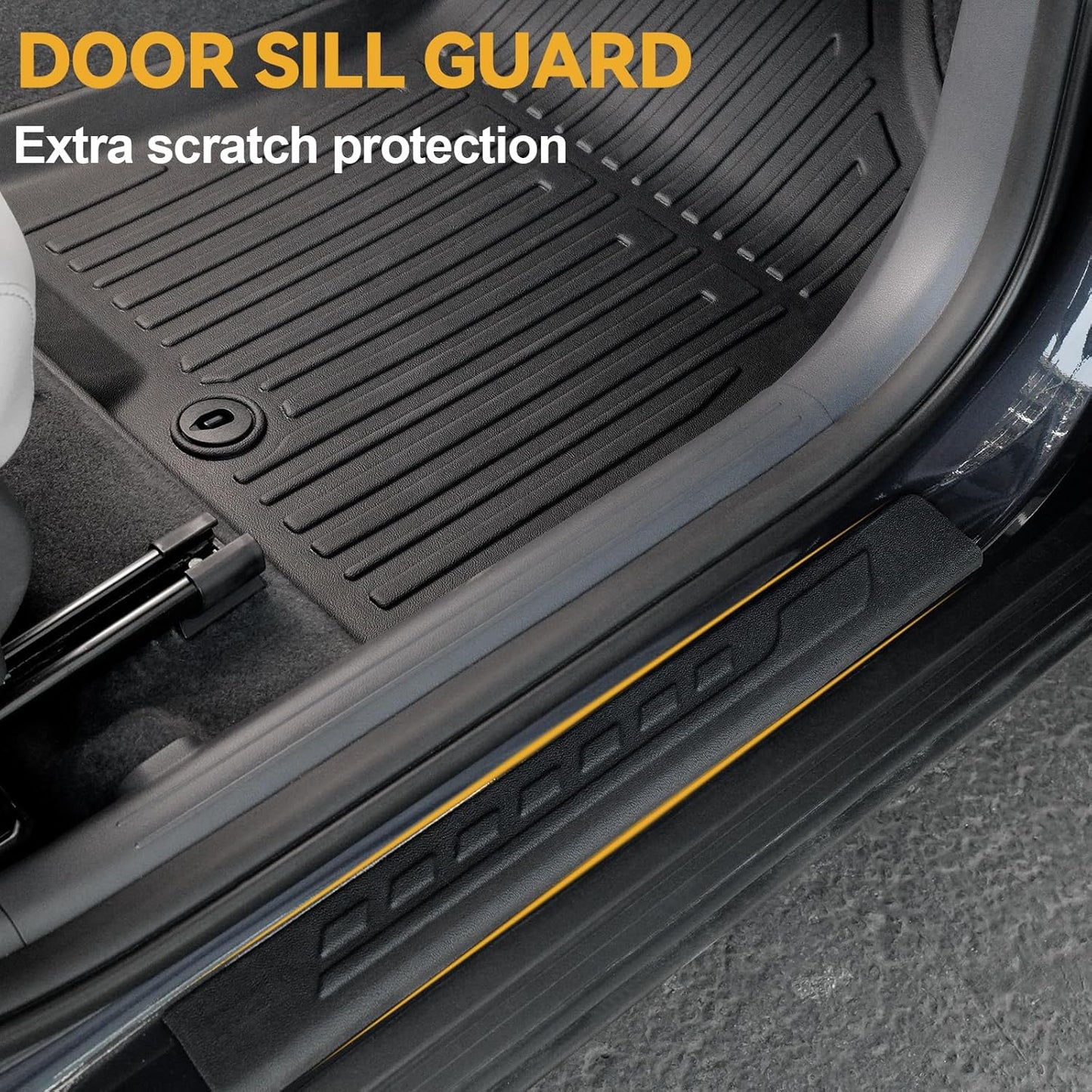 Floor Mats Set for 2024 2025 Hyundai Kona Gas, Full Coverage All Weather Floor Mats Cargo Mat with Backrest Protectors & Door Sill Guards for Hyundai Kona Accessories (Not fit EV/Electric)