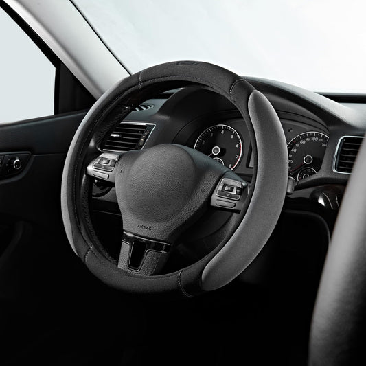 Skechers Steering Wheel Cover,14.5-15 Inch Universal Memory Foam Car Steering Wheel Covers Breathable Anti-Slip Steering Wheels Accessories for Men Women (Black & Grey)