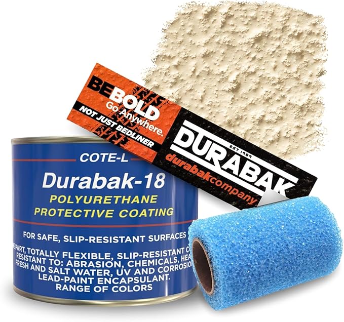 Durabak-18 Textured Truck Bed Liner Quart KIT - Roll On Coating | DIY Custom Coat for Bedliner and Undercoating, Auto Body, Automotive Rust Proofing, Boat Repair (Quart, Cream)