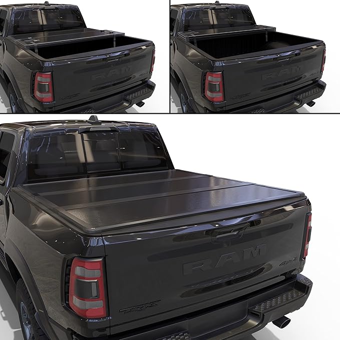 Hard Tri-Fold Truck Bed Tonneau Cover Compatible with 2009-2026 Dodge Ram 1500 & 2500 5.7ft Bed Without Ram Box (67.4")