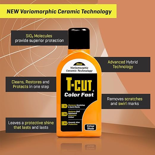 T-Cut Orange Scratch Remover Color Fast Paintwork Restorer Car Polish, 13 Colors Available, 17 Fl Oz