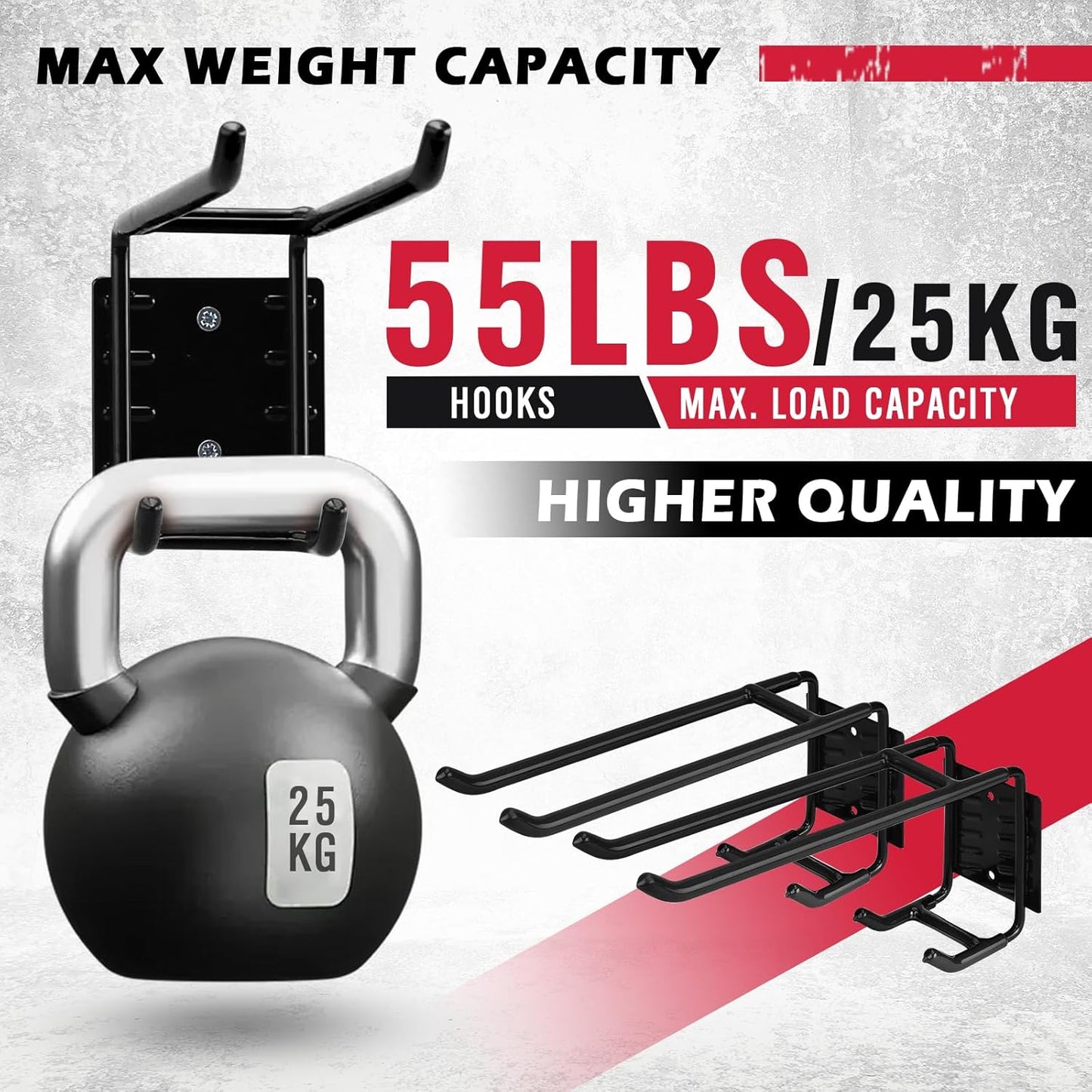 2-Piece 9.4" Heavy Duty Garage Hooks, Sturdy Utility Hooks Holds 55 LB Wall Mount Garden Tool Organizer Hangers for Hanging Shovel Ladder Chairs Strollers Power Tool Tire and More (Black)