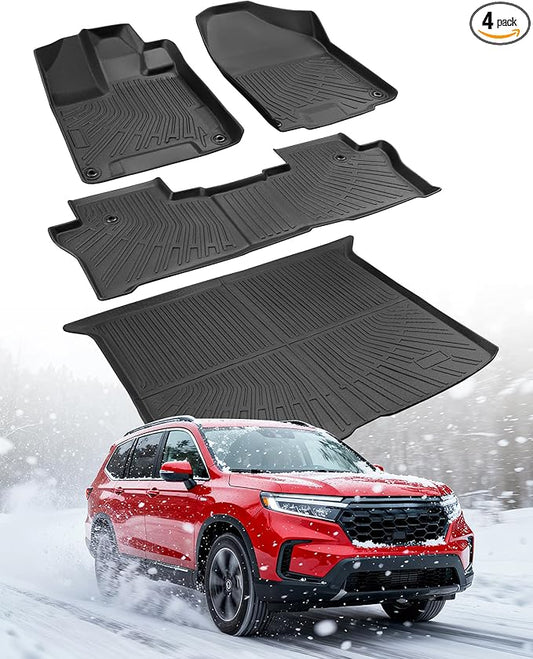 Car Floor Mats with Trunk Liner for Honda Passport 2019-2025: Custom Fit Full Set, All Weather TPE Black SUV Car Floor Liners for Honda Passport Accessories 2019 2020 2021 2022 2023 2024 2025
