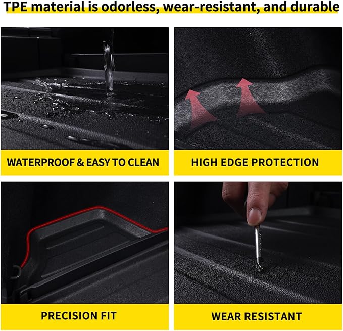 Large Cargo Liners Custom Fit for 2024 2025 Mazda CX90, Foldable Trunk Mat for 2024 Mazda CX-90, TPE All Weather Waterproof Rear Cargo Mat Easy to Clean-Black