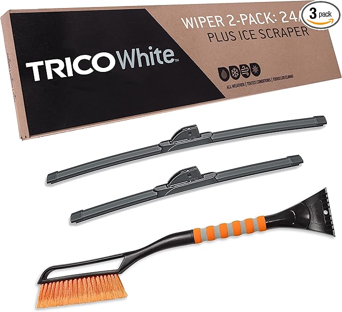 TRICO White 24" + 21" Extreme Weather Premium Winter Automotive Replacement Windshield Wiper Blades (Set of 2), Passenger and Driver Side All-Weather Beam Wiper Blades with Ice Scraper