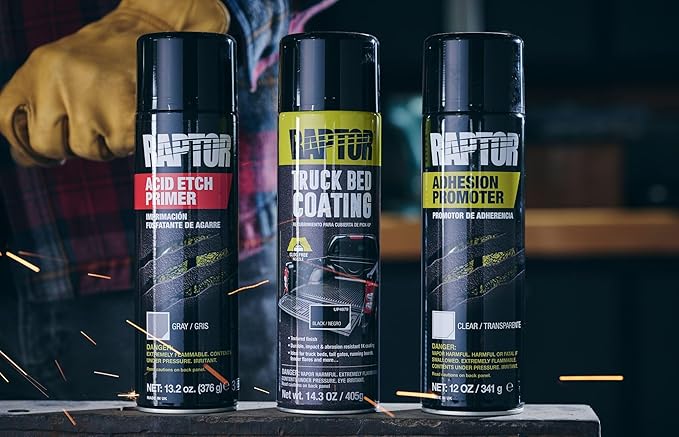 Raptor Truck Bed Coating 1K Aerosol, Spray-On Truck Bed Liner, Durable & Weather-Resistant Protective Coating, Textured Finish, Black, 14.3 OZ