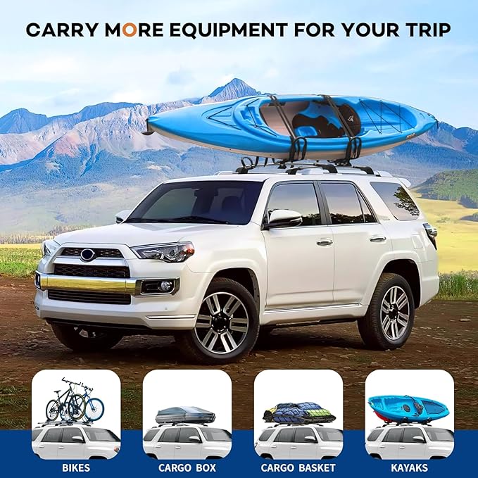 Lockable Roof Rack Cross Bars 220lbs Compatible with Toyota 4Runner 2010-2024 with Side ROOF Rails, Heavy Duty Aluminum Roof Rails Crossbars Cargo Canoe Black Rooftop Cargo.