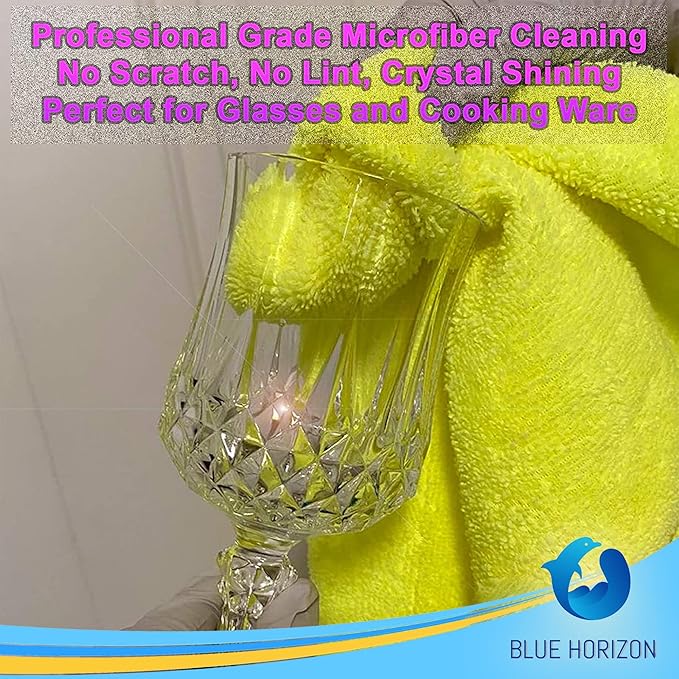 Blue Horizon Microfiber Cleaning Towels, 36-Pack Reusable Shop Towels, Ultra Soft Plush Wash-Cloths, Microfiber Detailing Cleaning Cloths for Car, Household and Commercial (Black, 16" x 16")