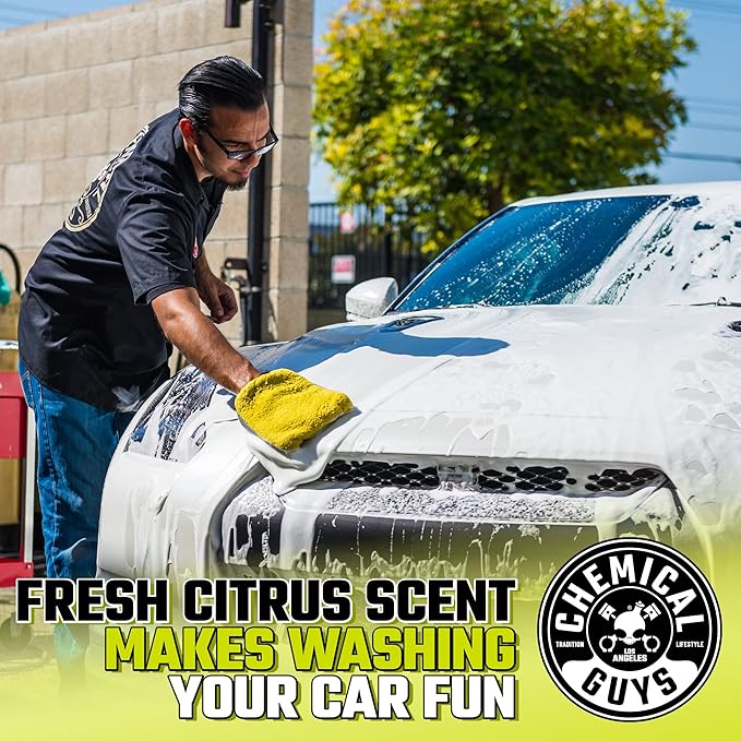 Chemical Guys Citrus Wash & Gloss Foaming Car Wash Soap - High Suds Formula for Foam Cannons, Foam Blasters, or Bucket Washes - Safe on Paint, Clear Coat, and Wax, Citrus Scent - 16 oz