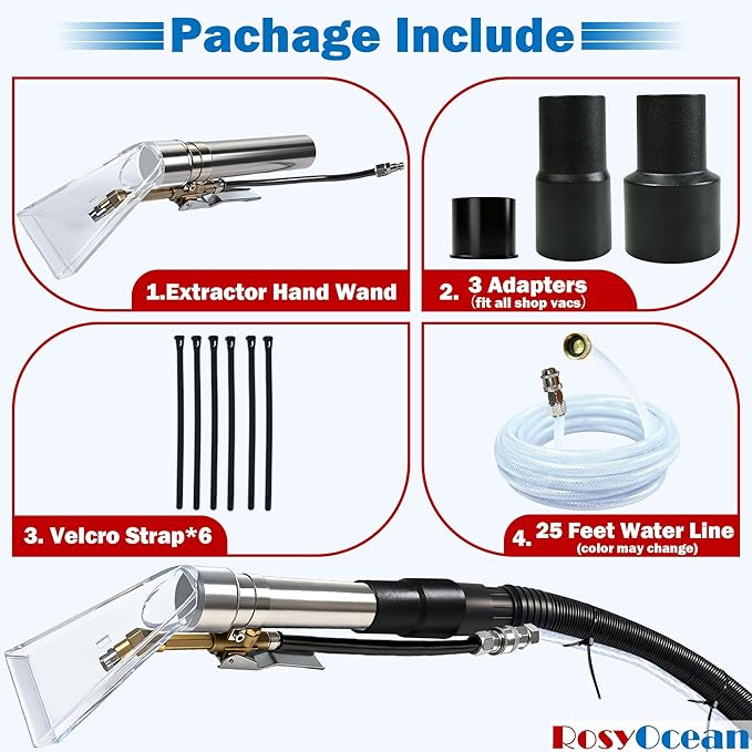 Universal Compatible with Any Brand Shop Vac Extractor Attachment with 2-1/2" & 1-7/8" & 1-1/4" Adapter Auto Detailing Vacuum Head Extraction Accessories for Upholstery & Carpet Cleaning