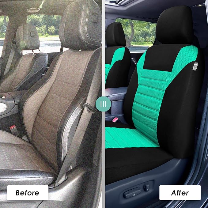 FH Group Automotive Car Seat Covers Front Set Premium 3D Air Mesh Front Seat Covers, Airbag Compatible Universal Fit Interior Accessories for Cars Trucks and SUVs - Mint