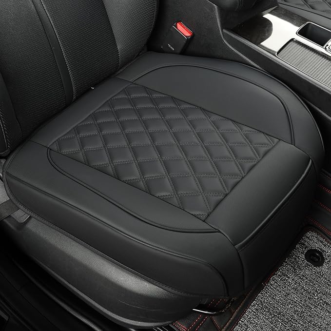 1 Pack Leather Front Car Seat Covers,Bottom Seat Covers for Cars,Driver Car Seat Cover,Luxury Seat Protectors,Waterproof,Anti-Slip,Full Wrap,for Most Vehicles,Sedan,Truck,SUV(Black)
