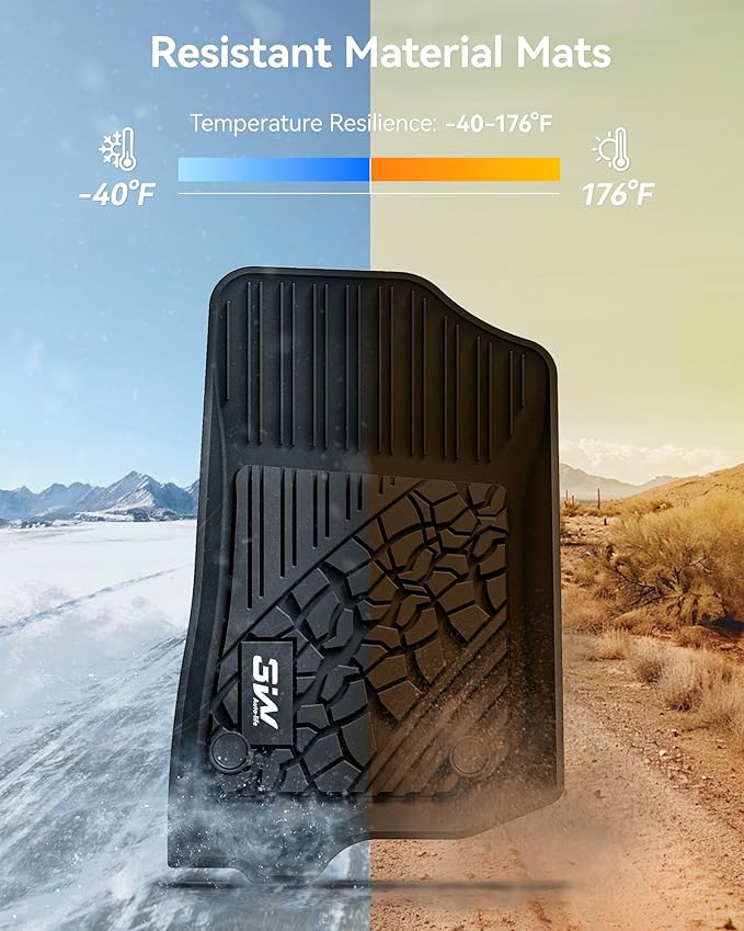 3W Floor Mats Fit for Jeep Wrangler 4XE 2021-2024 2025 Hybrid 4 Door (Non JL or JK), Black All-Weather TPE Floor Liner for 1st and 2nd Row Full Set Car Mats, Grey Logo