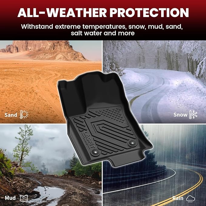 LASFIT Floor Mats for Dodge Durango 2016-2026, Fit 2nd Row Bench Seating(7seats), Not for 2nd Row Bucket Seating 6seats/5 Seats, All Weather TPE Custom Fit Car Mats Floor Liners, Black