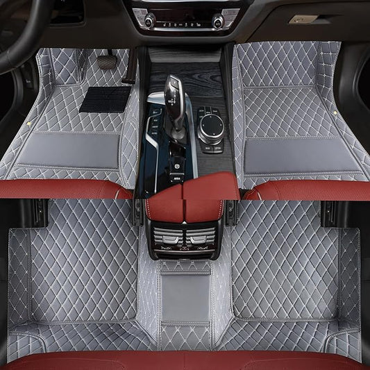 Leather Floor mats, Custom Fit for 99% car Truck SUV, All Weather, Full Coverage, Anti-Slip, Gray