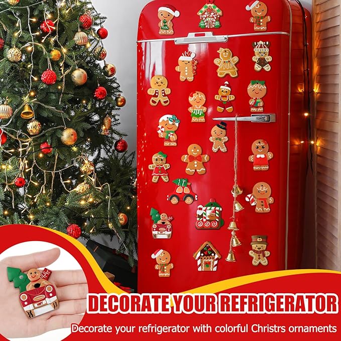 TecUnite 28 Pcs Ceramic to Paint Christmas Ornament Crafts Adults Unpainted DIY Ceramic Figurines Decorate and Paint Your Own Ornaments Kits DIY Craft Xmas Holiday Activities(Gingerbread Man)