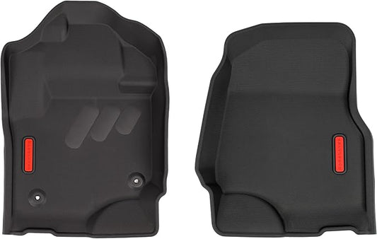 BaseLayer Elite Floor Mats for Ford F250/350 Super Duty Crew Cab & Super Cab (2017-2024) - Made in USA – Precision Fit Heavy Duty All-Weather Mats - Fits King Ranch, Platinum, Limited Front (Red Logo)