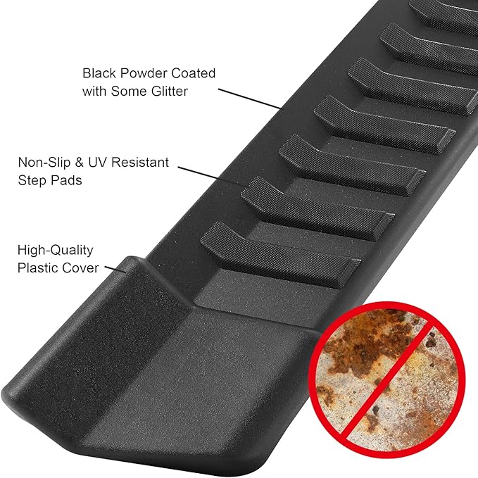 COMNOVA Pair Running Board Nerf Bar Compatible with 15-25 Ford F150 Superduty Crew Cab（4 Full Size Doors） Rocker Slider Side Steps,Width 6 Inches V Style.with OE Style Brackets