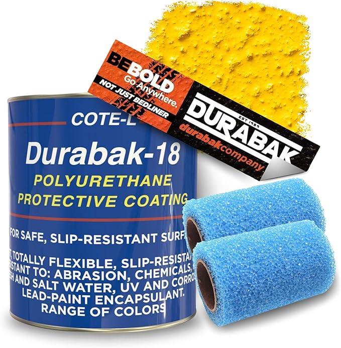 Durabak-18 Textured Truck Bed Liner Gallon KIT - Roll On Coating | DIY Custom Coat for Bedliner and Undercoating, Auto Body, Automotive Rust Proofing, Boat Repair (Gallon, Yellow)