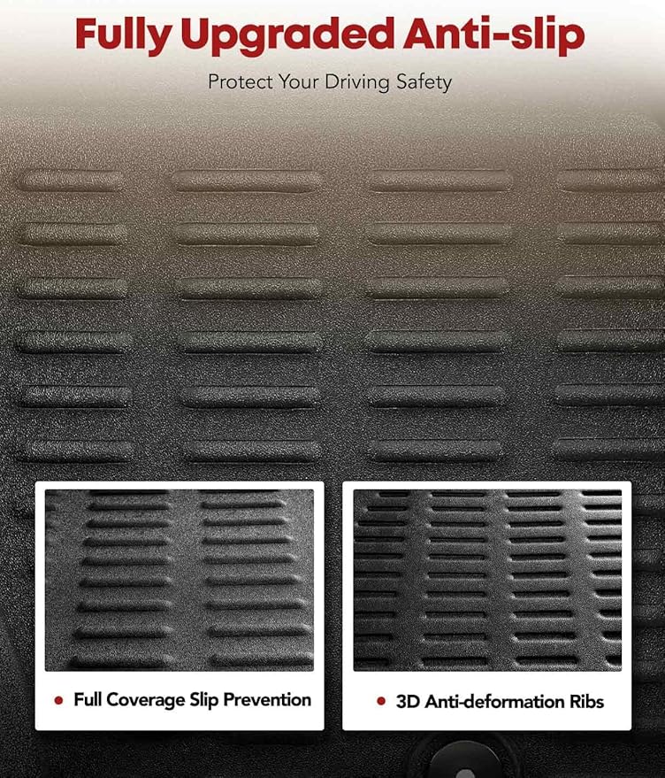 YHTAUTO Floor Mats Fit 2007-2014 Toyota FJ Cruiser(Without Hook Retention), TPE All Weather Car Mats Waterproof Anti-Slip Odorless Floor Liner, Interior Car Accessories Front & 2nd Row Liner