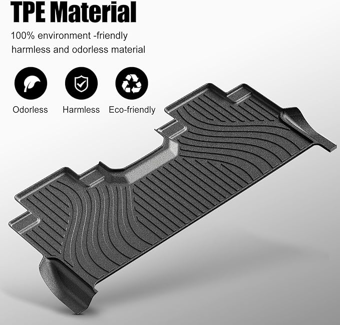 Floor Mats for Cars, Car Mats Full Set for 2017-2025 Ford F250 F350 Super Duty Crew Cab with Under Seat Storage, TPE All Weather Floor Mats for 1st & 2nd Row Automotive Floor Mat- Black