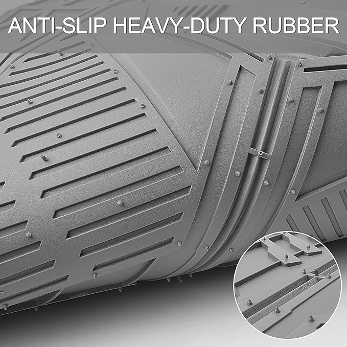 CAR PASS Heavy Duty Rubber Car Mats, Deepdish All Weather Floor Mats for Car Full Set, Universal Automotive Mats Trim to Fit for Sedans SUVs Trucks, Waterproof Anti-Slip Deep Tray 3 Pieces Light Gray