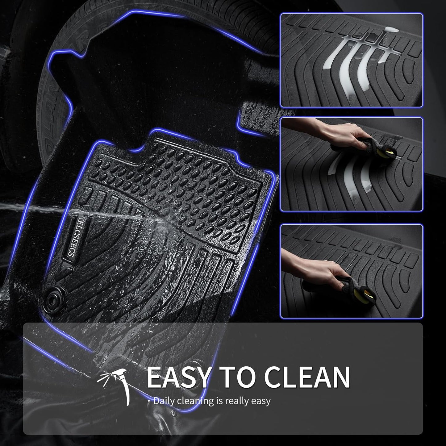 KELCSEECS® Floor Mats & Cargo Liner Custom for 2022-2025 Volvo XC60 Recharge All Weather Protection TPE Floor Liners Front& Rear Row Full Set Volvo XC60 Recharge Accessories Black