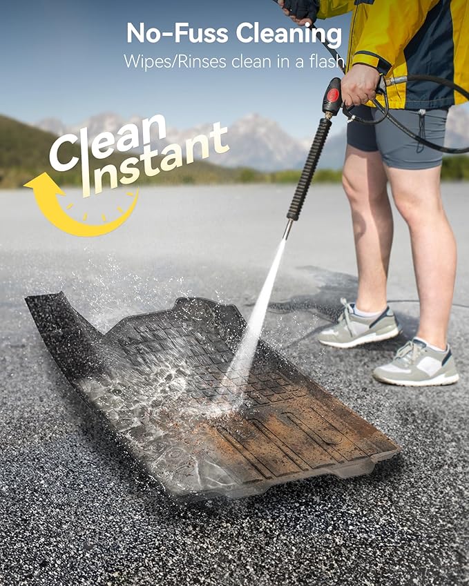 3W Floor Mats Fit for Chevrolet Silverad EV 2024-2025 (WT & RST)/GMC Sierra EV/Sierra EV Denali Accessories TPE All Weather Floor Liner, 1st and 2nd Row Car Mats