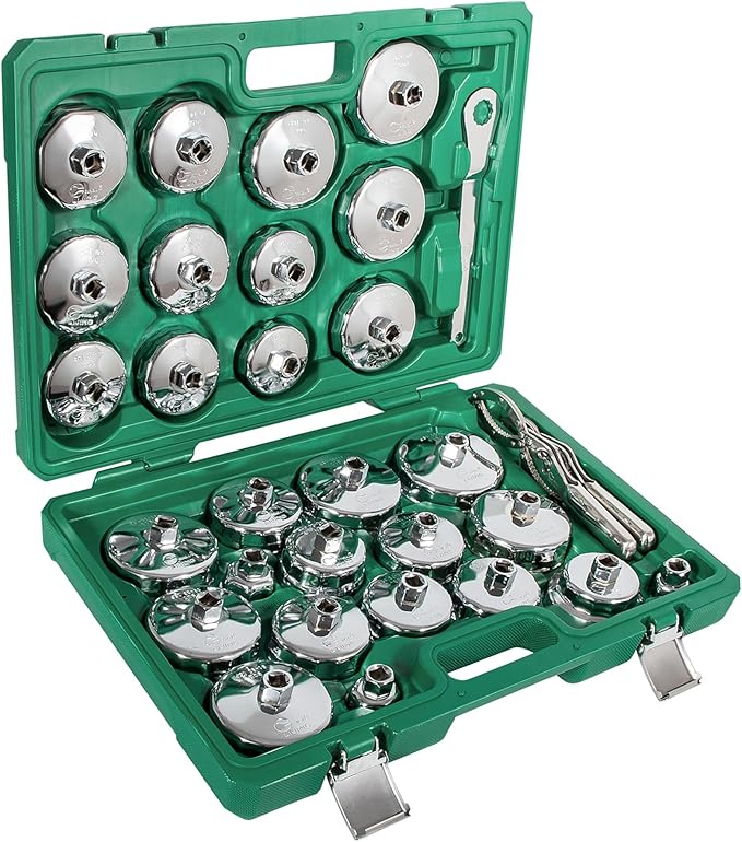Oil Filter Wrench Set, 31PCS Oil Filter Socket Set, Oil Filter Cap Removal Tool, 1/2" Drive Stainless Steel 27mm 32mm 36mm 64mm-101mm Compatible with Volvo, BMW, Toyota, Nissan, etc