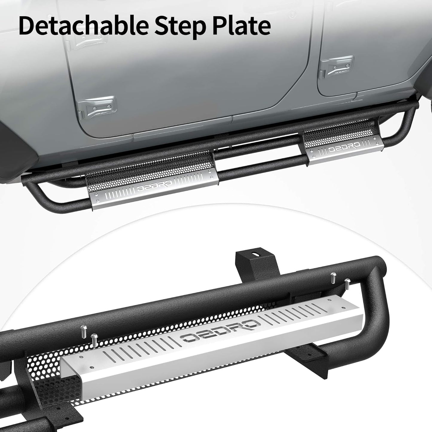 OEDRO 6 inch Running Boards, Drop Side Steps Compatible with 2018-2025 Jeep Wrangler JL & Unlimited 4 Door, Steel Nerf Bar with Silver Paintable Step Plates