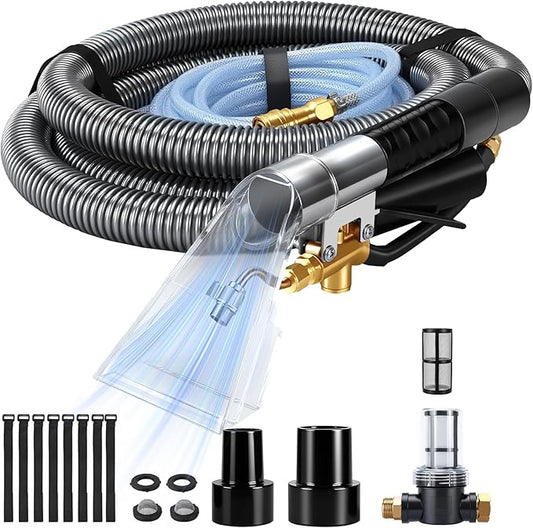 Extractor Hose Kit Compatible with Shop Vac Extractor Kit,Better Extractor Hose Kit for Carpet & Upholstery Cleaning,Converts Vacuum to Cleaner With 25FT Water Line and 10 FT Vacuum Hose & Adapter