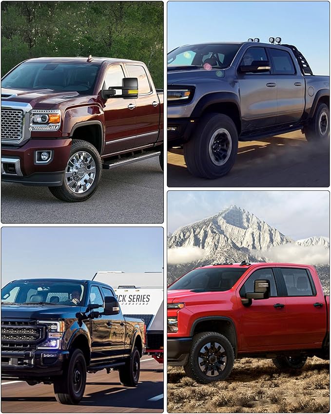 ECCPP Tow Mirrors Towing Mirrors Compatible With 2003-07 For Chevy For GMC Pickup With Left Right Side Power Adjusted Heated Arrow Light Width Light With Black Housing