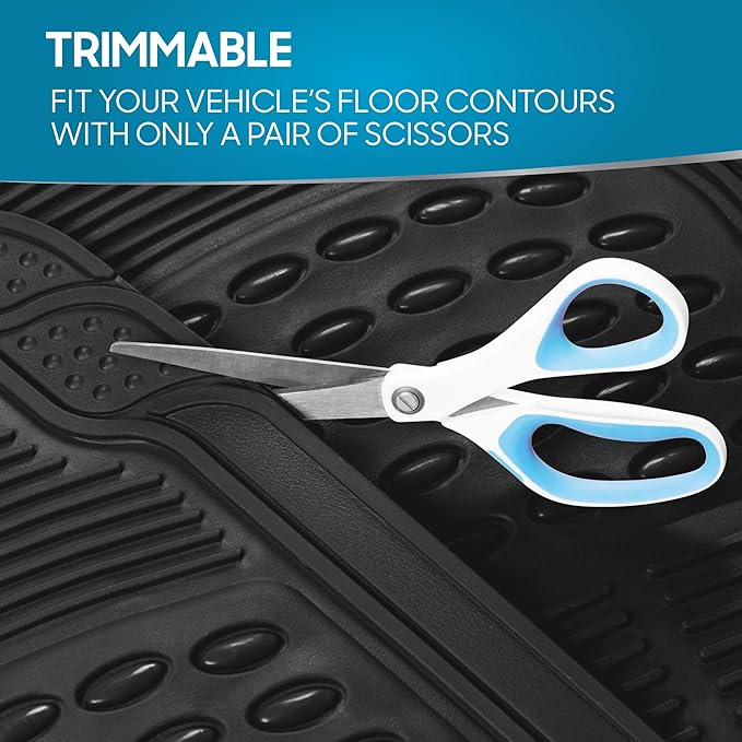 BDK Floor Mats, 4-Piece All-Weather Car Mat with Universal Fit Design, Durable Rubber Car Floor Mats with Capture Ridges, Waterproof for Cars Trucks SUV (Black)