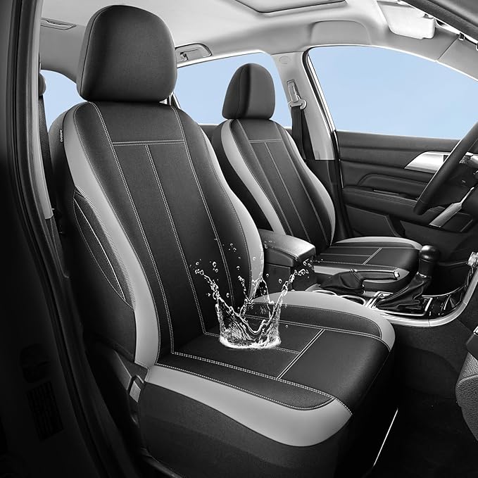 Neoprene EVA Waterproof Seat Covers, Premium Cloth Car seat Covers Full Set, Airbag Compatibable, Durable, All Season Protection Universal for Most Cars,Trucks,SUVs(Black LightGray 816)