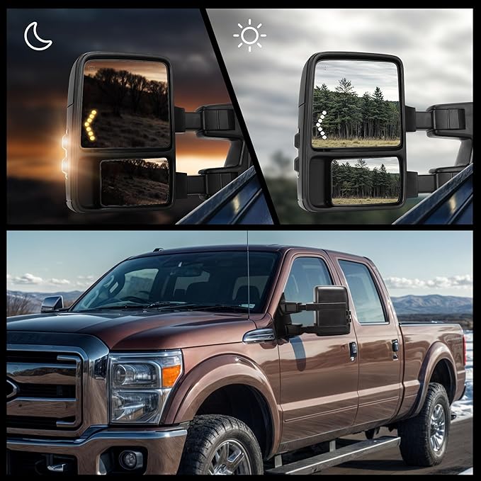 DWVO Towing Mirror Compatible with 2008 2009 2010 2011 2012 2013 2014 2015 2016 Ford F250 F350 F450 F550 Super Duty, Left Driver Side Mirror with Power Heated Manual Folding