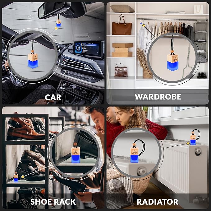 Solvère Car Air Freshener for Men | Perfume Style Freshener with Solvère Fragrance | Strong Freshener with Odour Eliminating Technology with Vent Clip | Car Air Freshener by Perfa