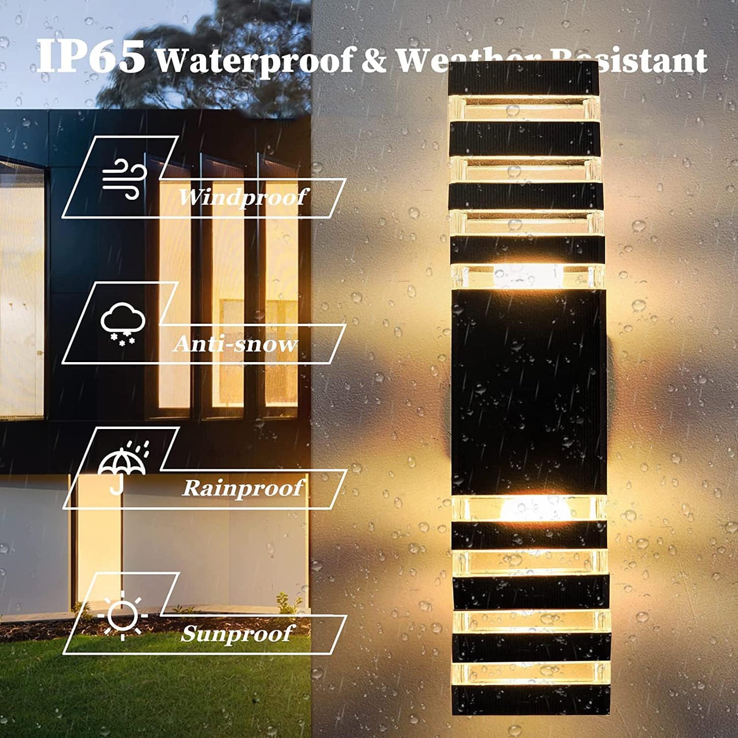 18inch LED Square Up & Down Wall Lights,24W Outdoor Wall Light 4000K Day White Aluminum Body Waterproof IP65 LED Exterior Light Fixtures Wall Mount for House Patio Garage Garden. (1Pack)