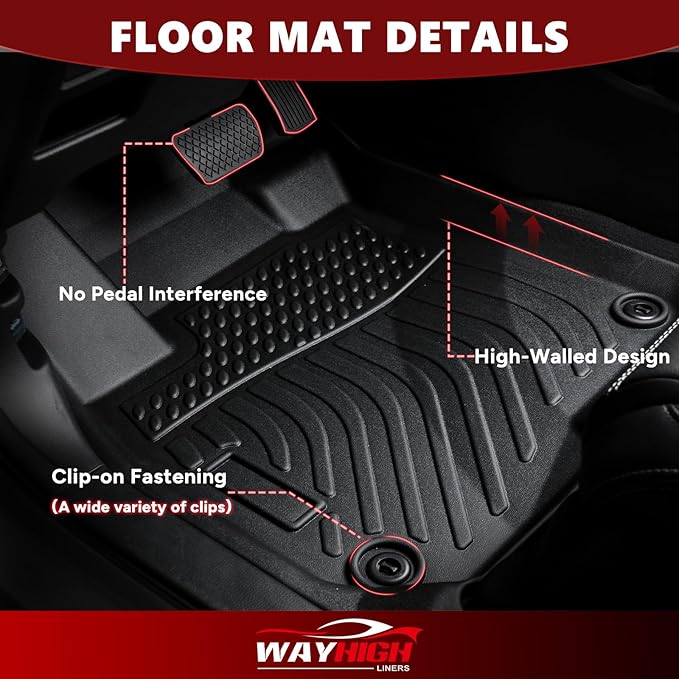Wayhigh-for Toyota Camry Hybrid 2025 All Weather Floor Mats and Cargo Liner Set TPE Car Mats Waterproof Anti-Slip Rubber Trunk Liner Camry Accessories