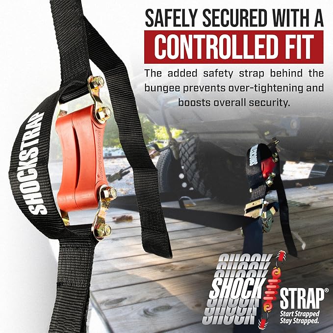 Ratchet Strap, 9’ x 2” Shock Absorbing Heavy Duty Tie downs for Cargo, 2,000 LB WLL / 6,000 LB Break Strength, 2-Pack