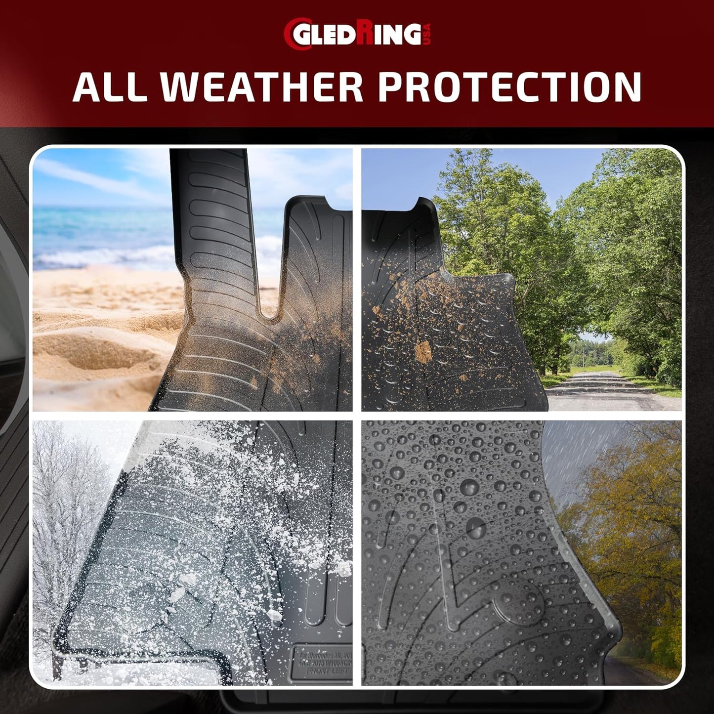 GledringUSA Custom Fit All-Weather Rubber Floor Mats Intended for Land Rover Range Rover Evoque (L551) 2019-2025, No Trimming Required, Protects from Rain, Mud, & Snow