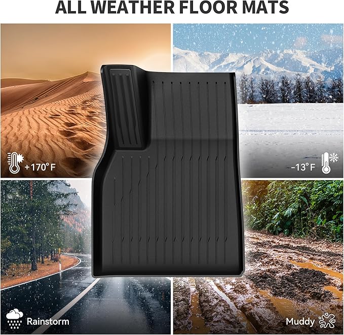 YITAMOTOR Floor Mats Fit for Tesla New Model Y Juniper 2025 5-Seater (NOT for 7-Seat), 9PCS TPE All-Weather Car Mats Full Set Interior Accessories with 1st & 2nd Row, Back Seat Mats and Cargo Liner